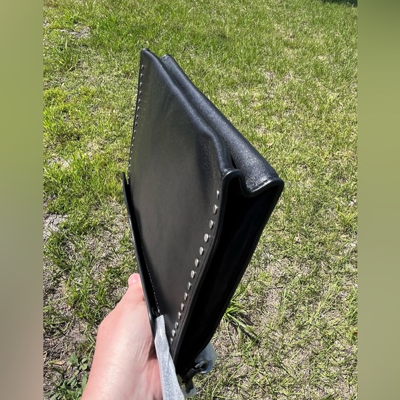 Rebecca Minkoff Black Leather Studded Wristlet Clutch - Picture 15 of 16